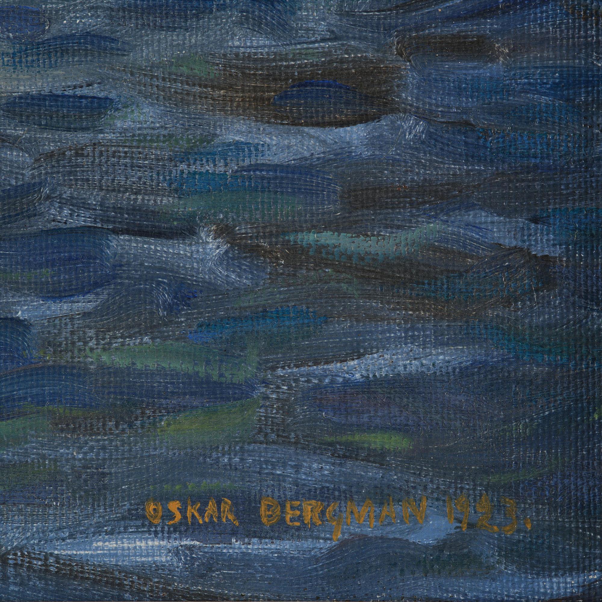 Oskar Bergman, Seascape with fish gulls.