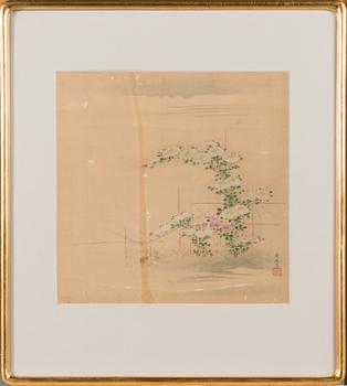 A Japanese silk painting, late 19th century.