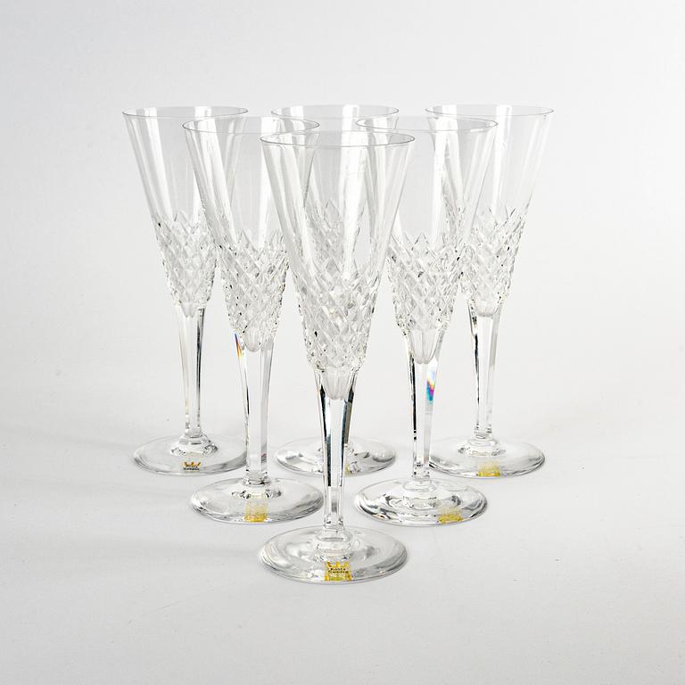 Vicke Lindstrand, a set of six champagne glasses "Ambassadör" Kosta Boda.