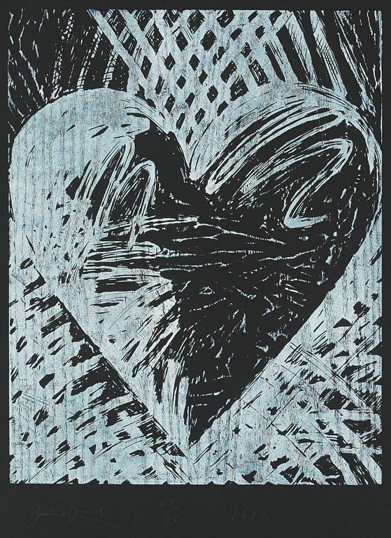 JIM DINE, träsnitt "Night heart", signerat med blyerts 28/38. 1982.