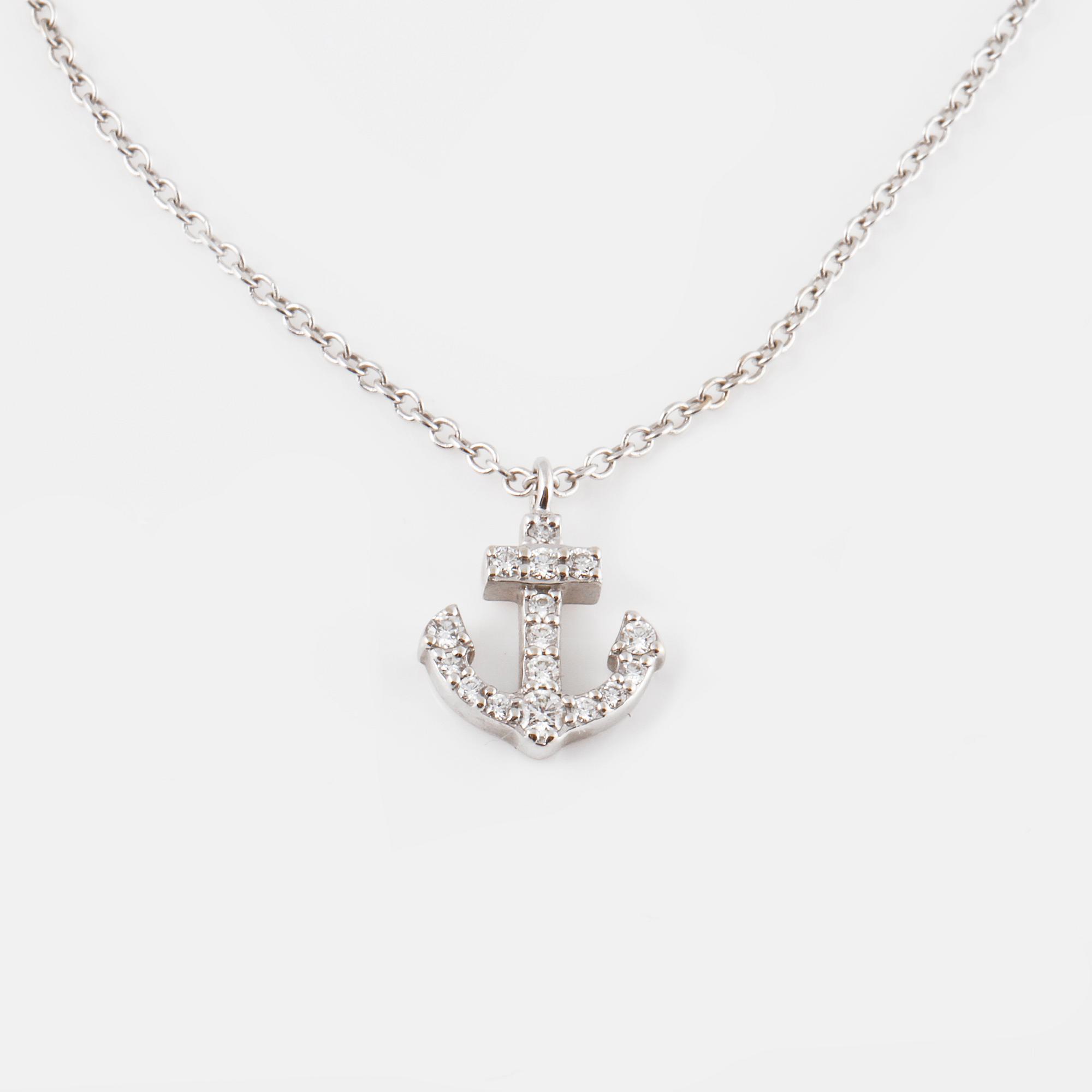 HÄNGE, Tiffany & Co, 18K vitguld med 16 briljantslipade diamanter. Vikt 2,2 gram.