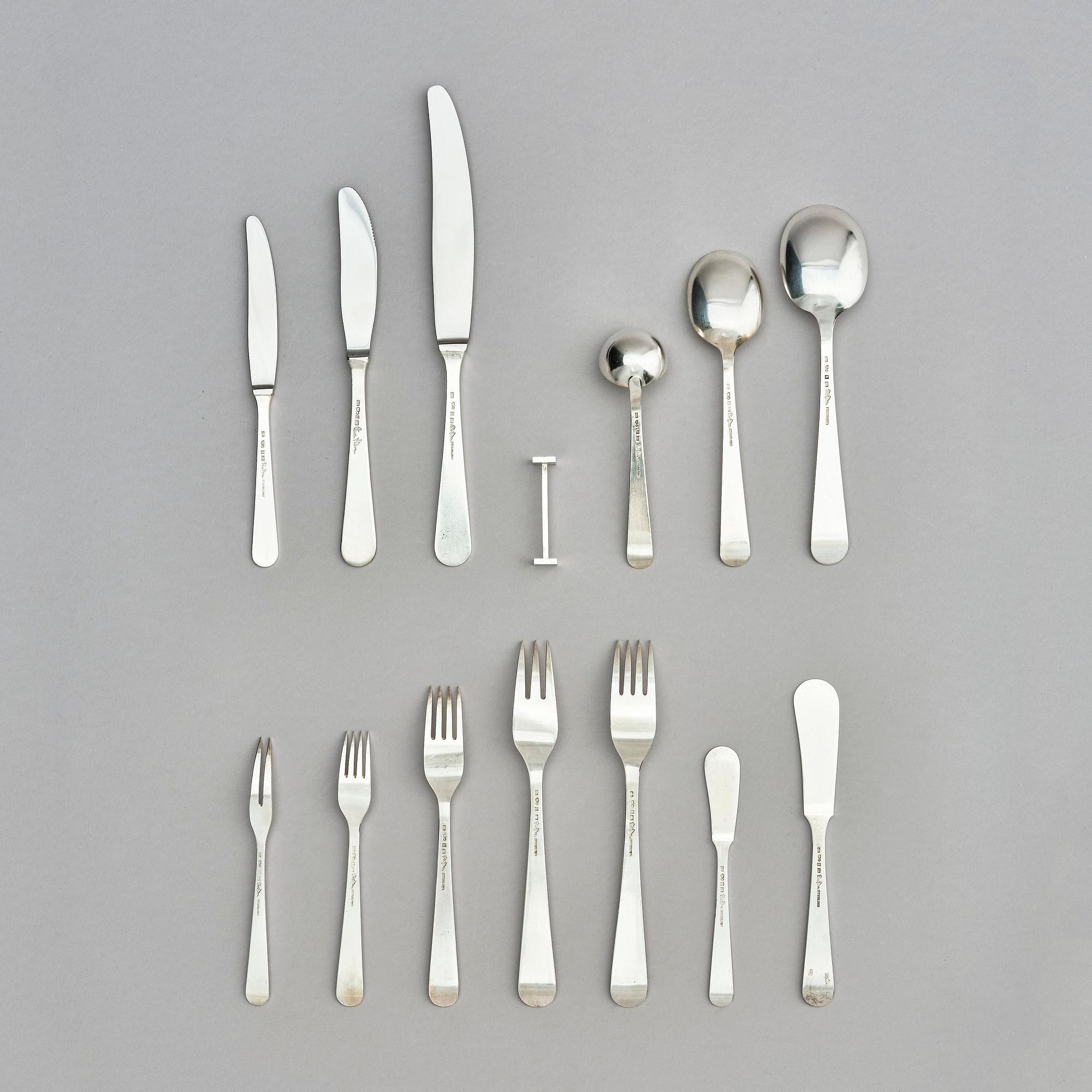 Wiwen Nilsson, a sterling silver cutlery-set of 61 pieces, Lund, Sweden 1946.