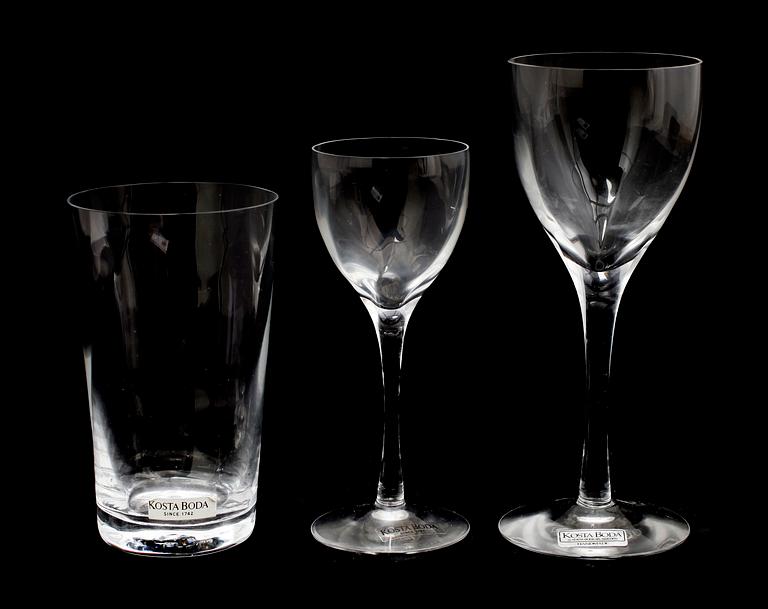 SERVISDELAR, glas, 17 delar, "Chateau", Bertil Vallien, Kosta Boda.