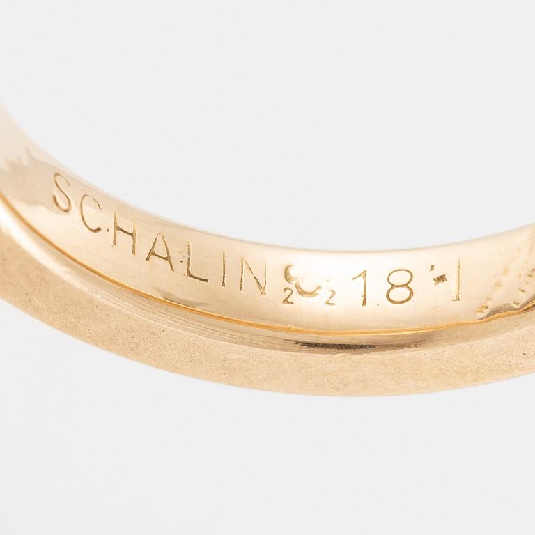 Ring, solitaire ring, Schalins, 18K gold with a brilliant-cut diamond.