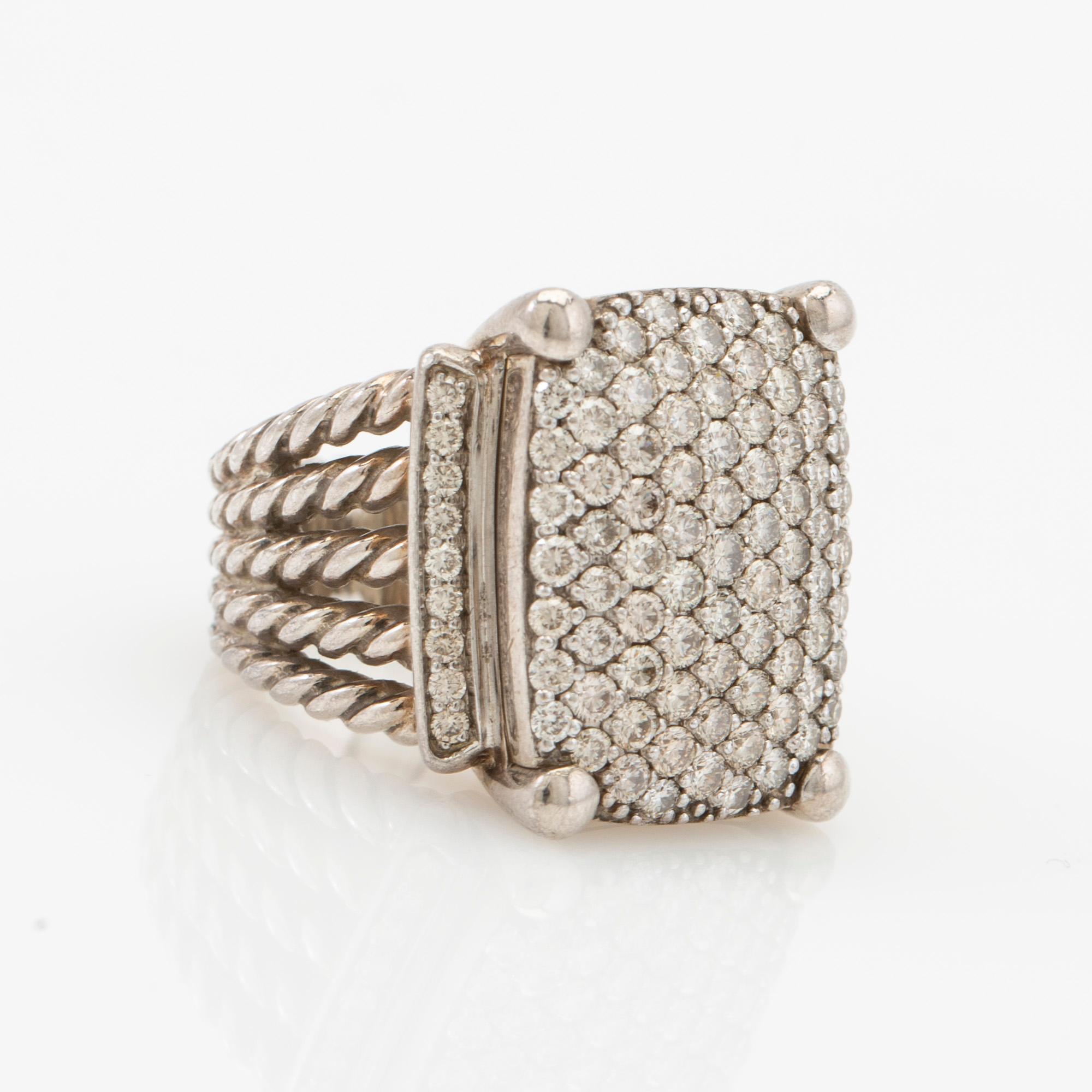 David Yurman, ring, silver och briljantslipade diamanter.