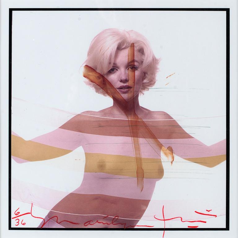 Bert Stern, "Marilyn Monroe striped scarf and cross".
