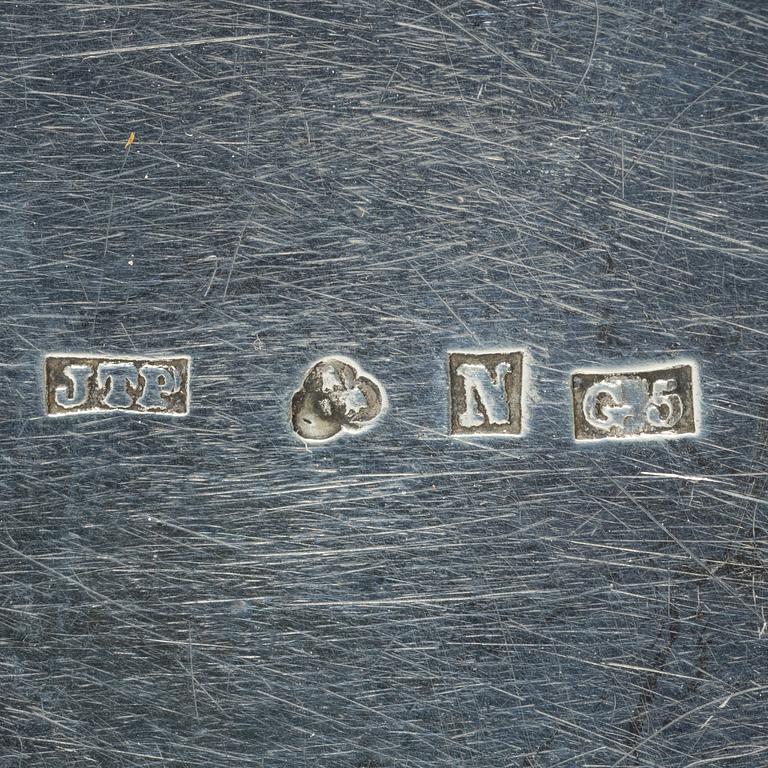 Six 19th century silver boxes.