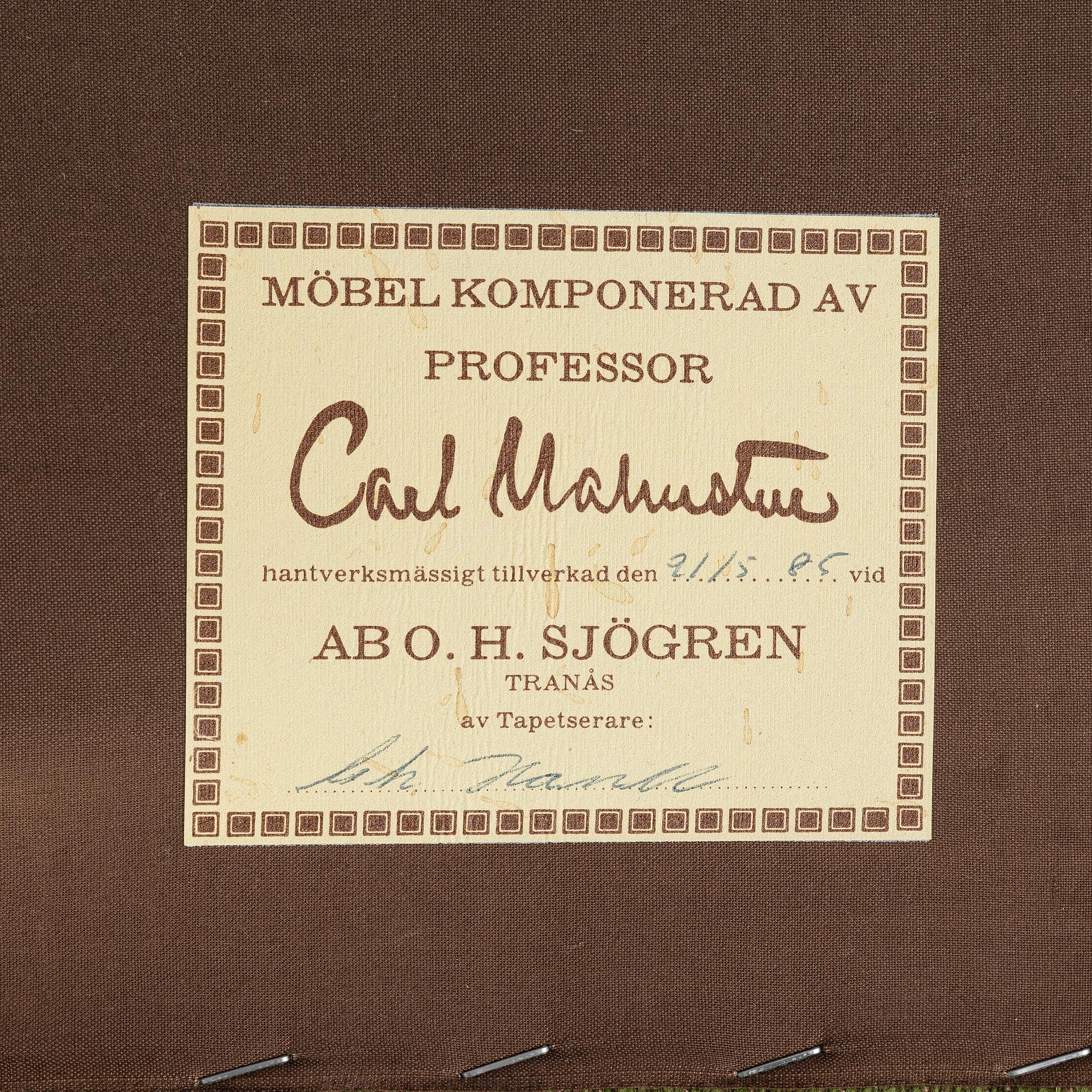 Carl Malmsten, soffa, "Hemmakväll", O.H. Sjögren, 1980-tal.