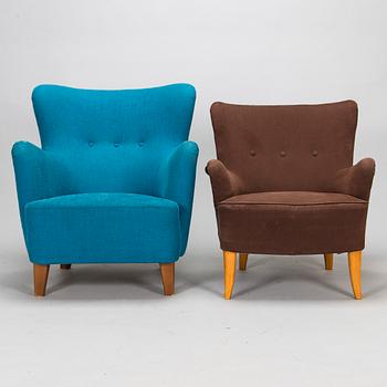 Ilmari Lappalainen, armchairs, 2 pcs, "Laila" Asko 1950s and "Helena" Asko/Insofa late 1990s.