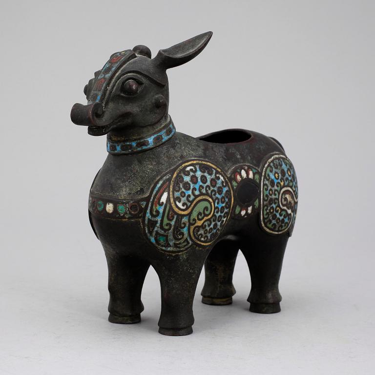 RÖKELSEKAR, brons o cloissone, möjl Ming och Kina.