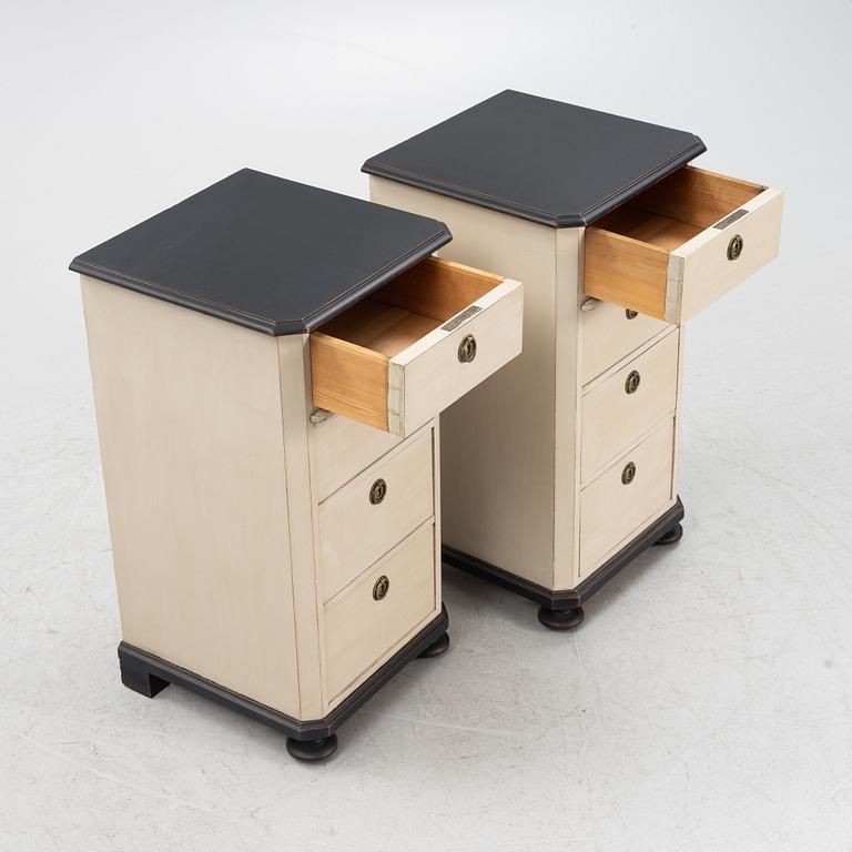 A pair of painted bedside tables, early 20th Century.