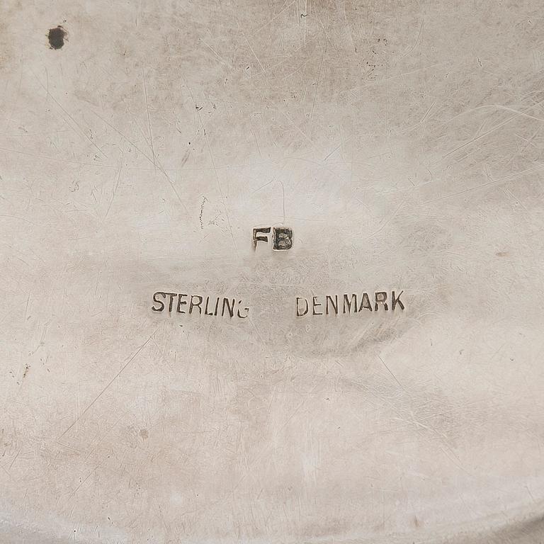 A pair of Danish sterling silver decanter coasters, maker's mark FB.