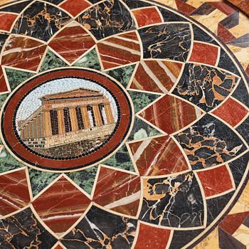 A micromosaic, pietra dura Empire-style table, 19th century.