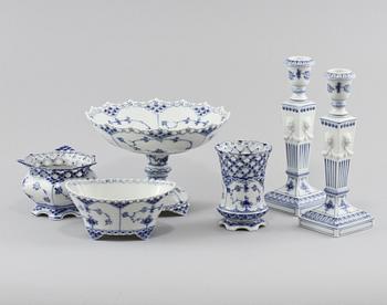 SERVISDELAR, 6 st, porslin, "Musselmalet", Royal Copenhagen, 1900-tal.