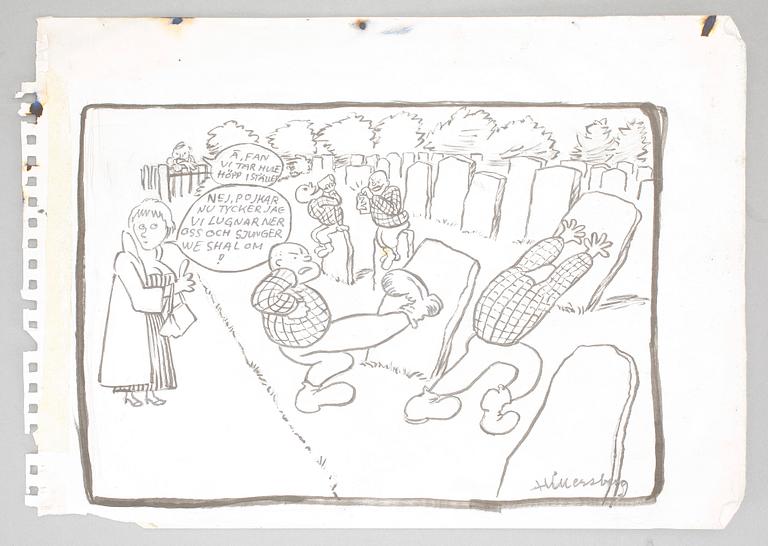 LARS HILLERSBERG, tuschteckningar, 2 st, signerade.