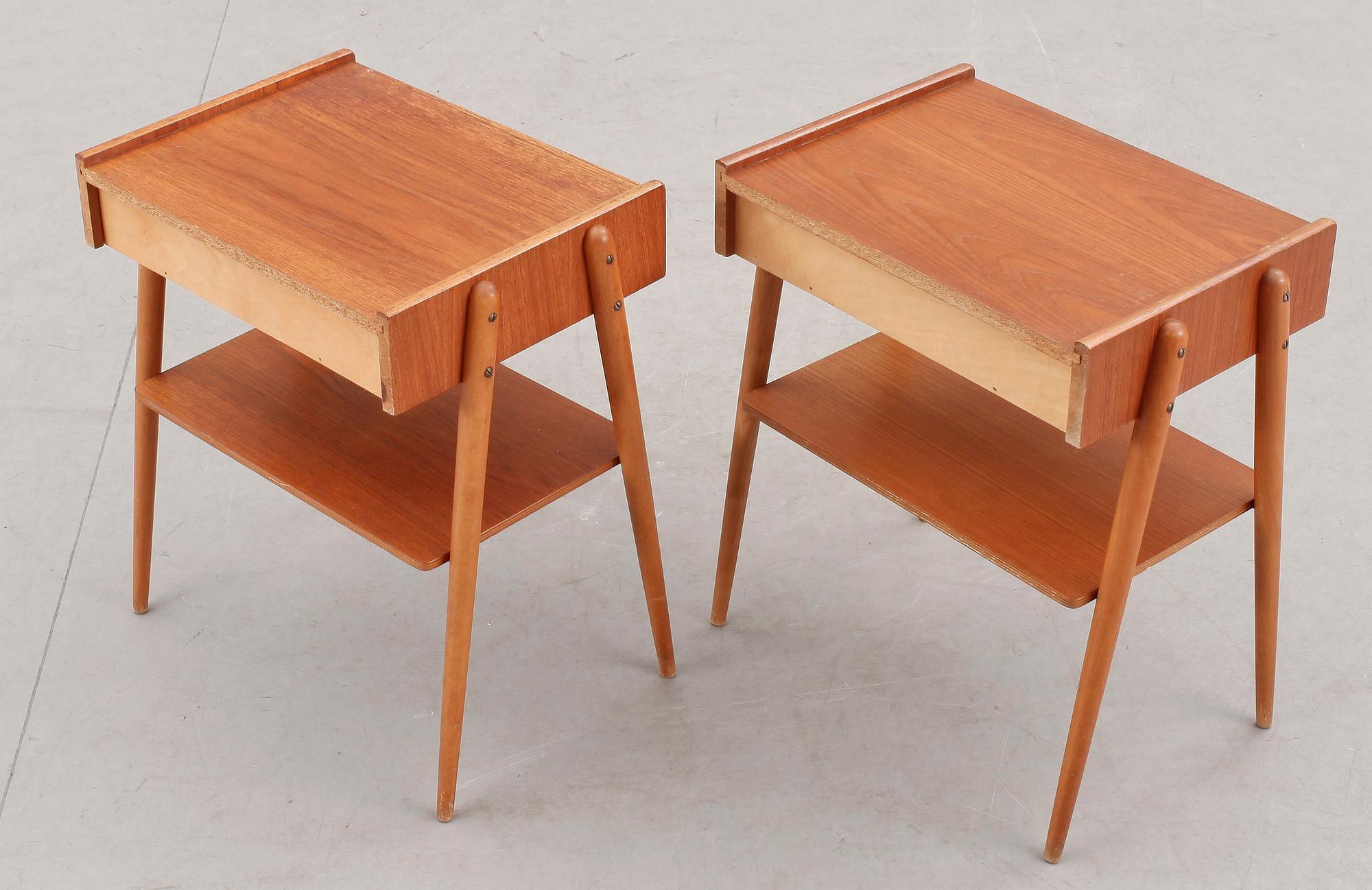 SÄNGBORD, ett par, AB Carlströms&CO Möbelfabrik, 1950/60-tal.