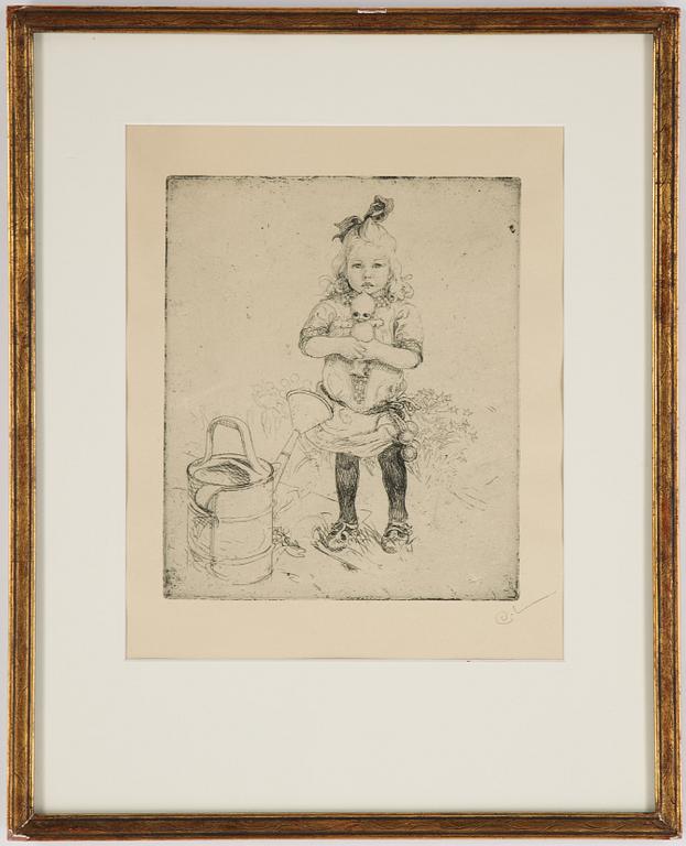 Carl Larsson, etching, 1917, signed in pencil.