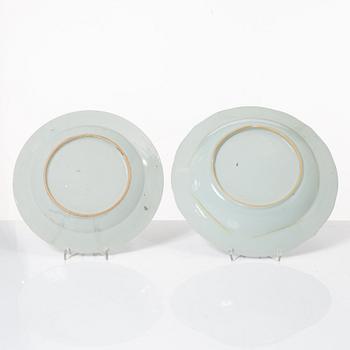 15 porcelain plates, China, Qing dynasty, Qianlong 1736-95.