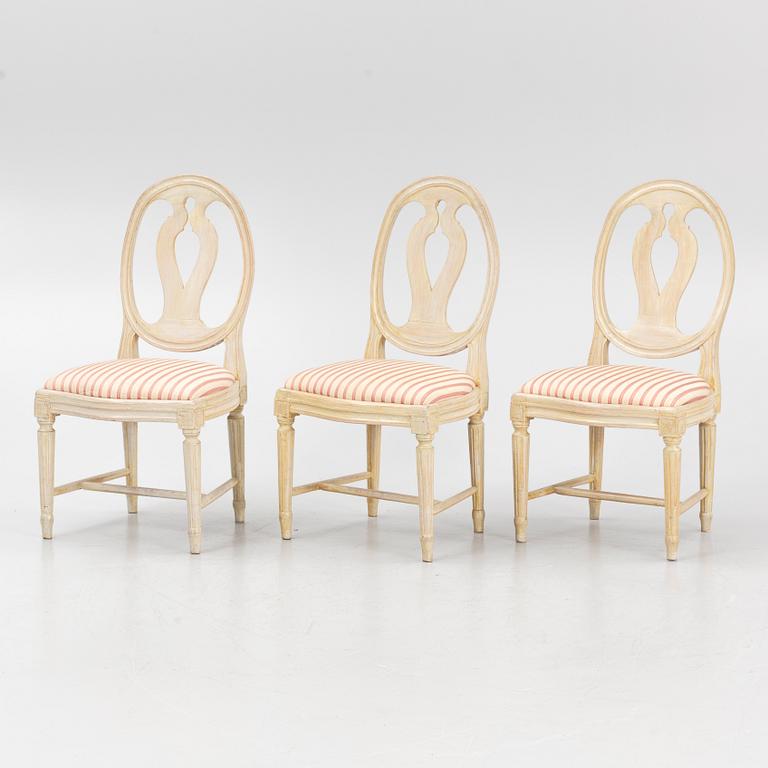 A set of three Gustavian chairs, late 18th entury.