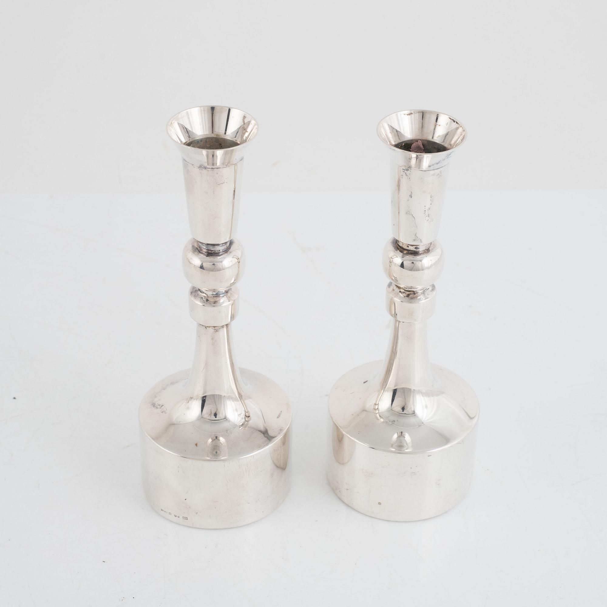 A Pair of Swedish Silver Candlesticks,  mark of KG Markströms, Uppsala 1967.