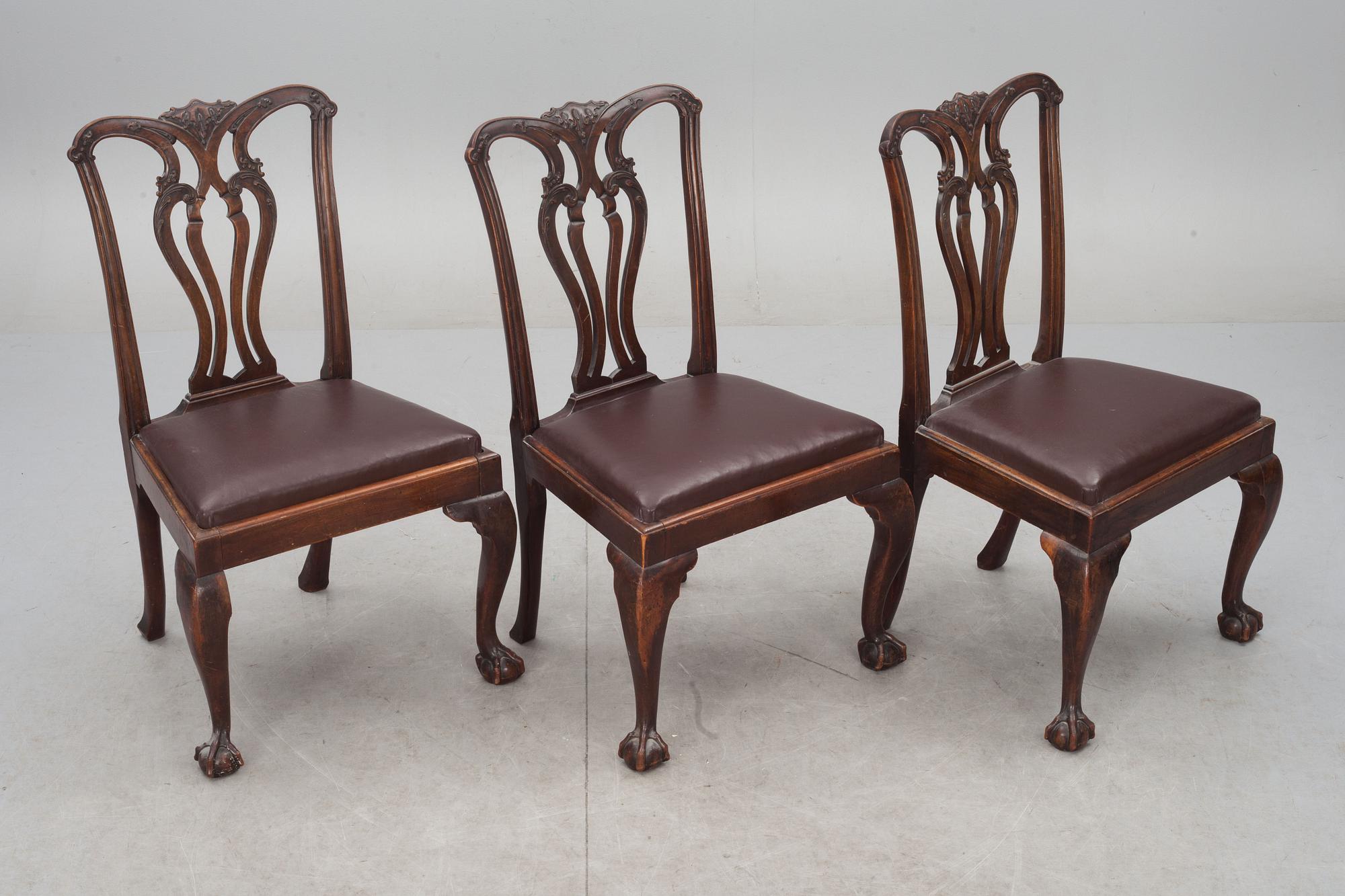 STOLAR, 6 st. Chippendalestil, 1800-tal.