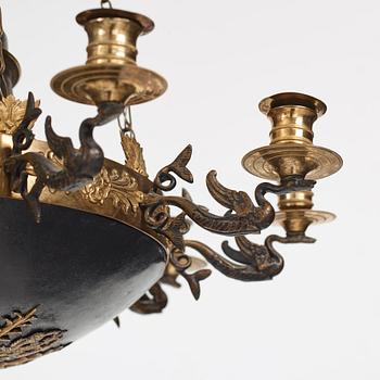 A presumably from Åbo Empire 19th century ten-light hanging lamp.