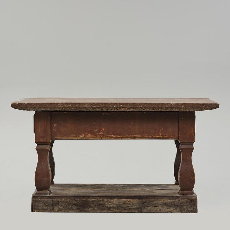 A Swedish baroque stone-top table, 18th century.