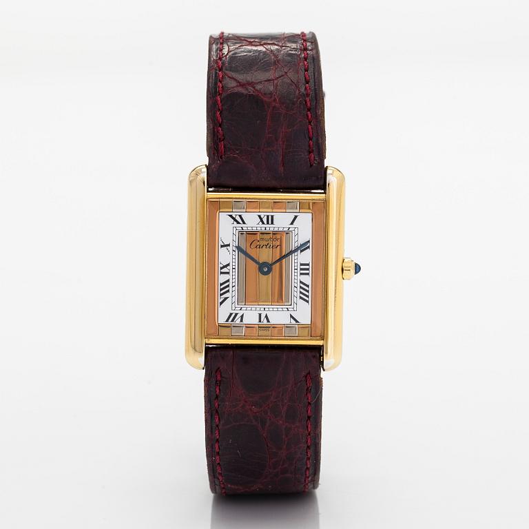 must de Cartier, Tank, Trinity dial, rannekello, 23,5 x 23 (30,5) mm.