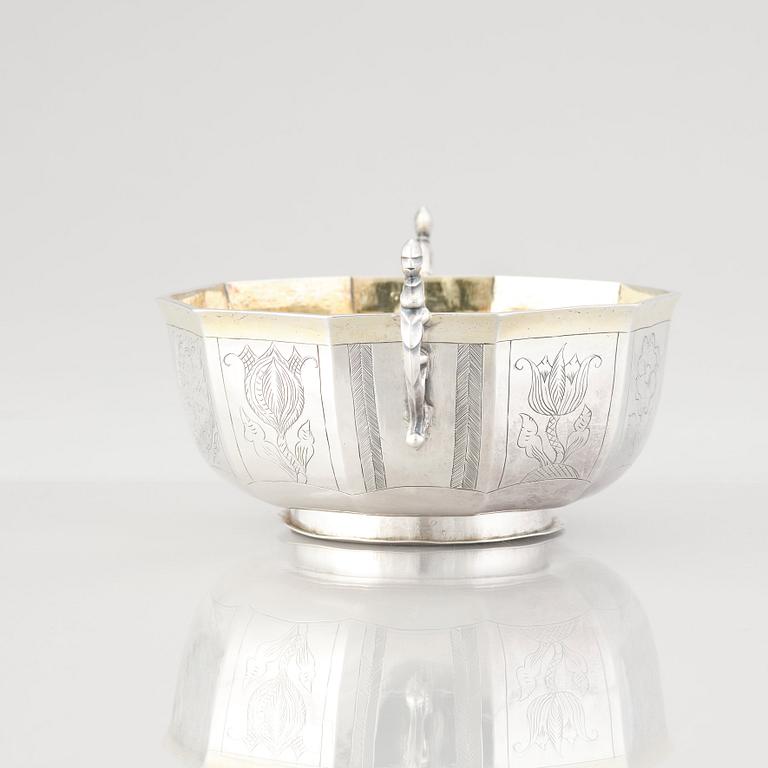 A Swedish Baroque parcel-gilt silver brandy-bowl, mark of Samuel Nordsten, Karlskrona, 1746.