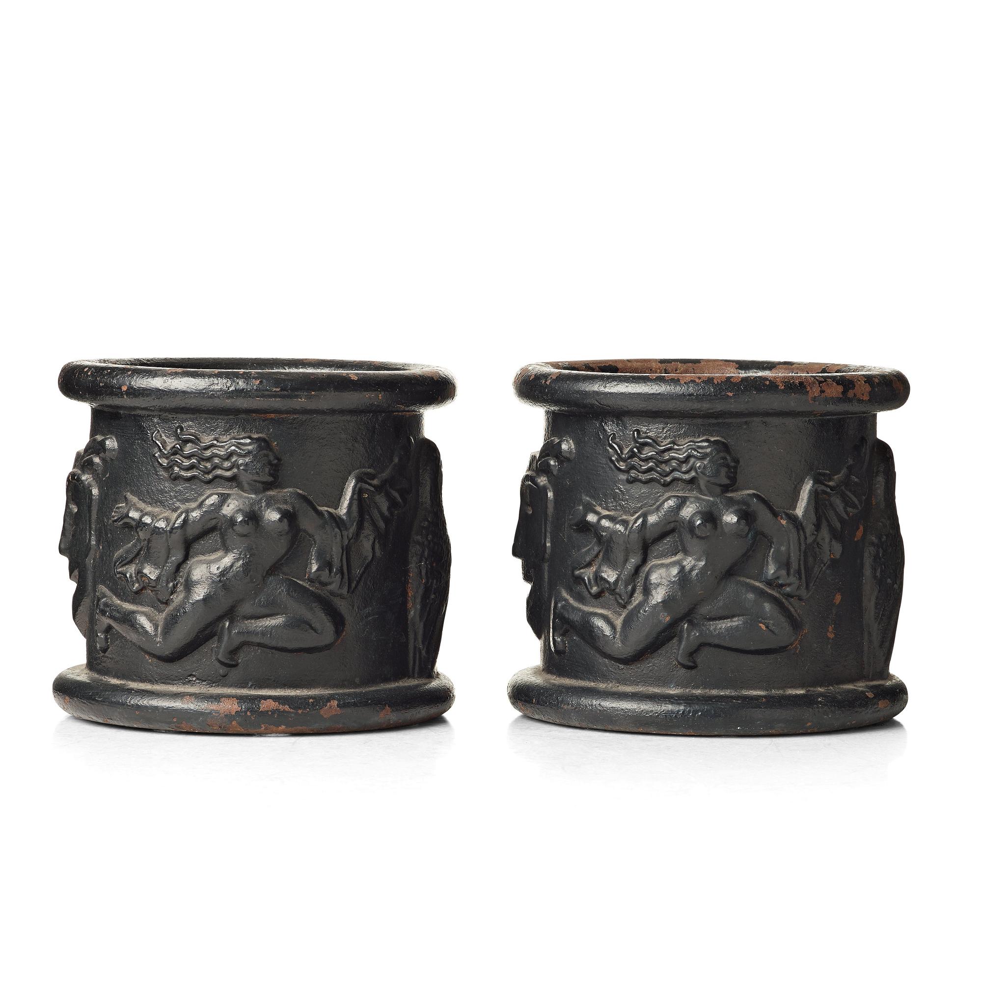 Anna Petrus, a pair of Swedish Grace cast iron jardinières "Blomkruka nr 1", Näfveqvarn, Sweden.