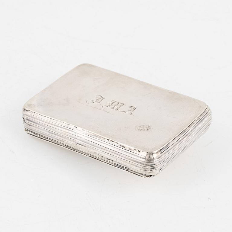 A Swedish Parcel-Gilt Snuff Box with Cameo, mark of Gustaf Grönvall, Stockholm 1856.
