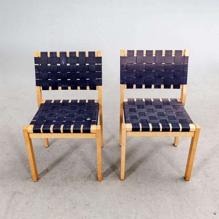 Alvar Aalto, a set of six birch chairs model nr 611 21st century.