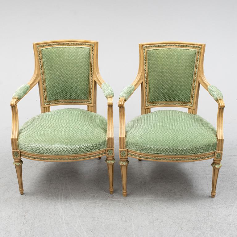 A pair of gustavian armchairs, late 18th century.