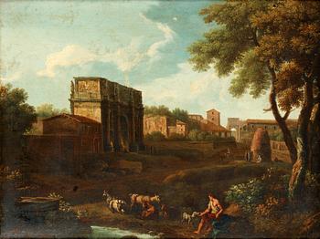 302. Gaspard Dughet Ciccle of, Landscape with the Constantine arch.