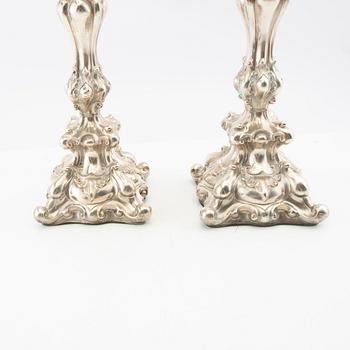 Candelabras, a pair in Neorococo style, nickel silver, circa 1900.