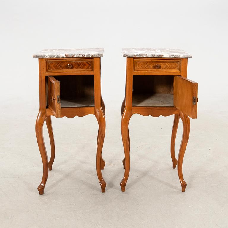 Bedside tables, a pair, first half of the 20th century.