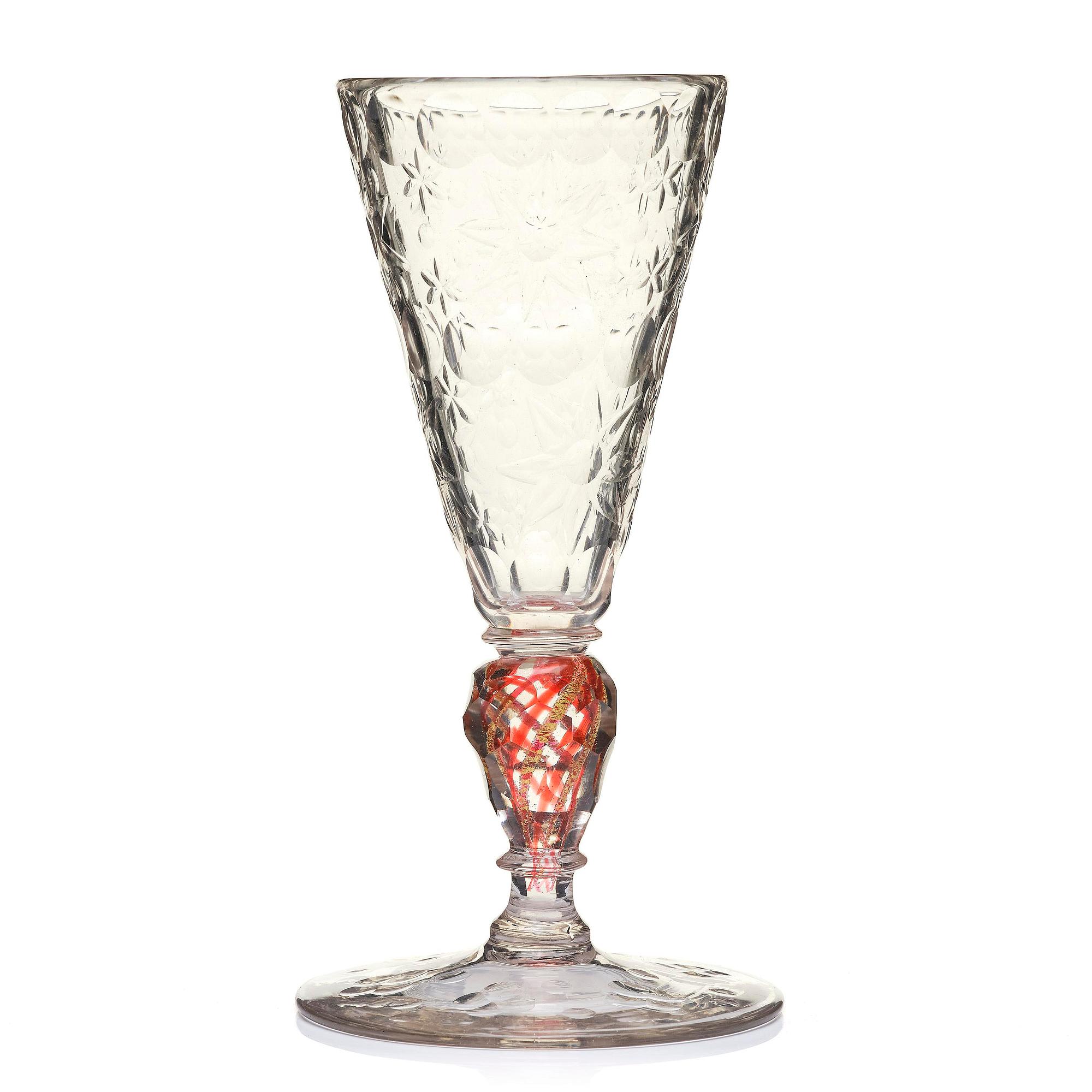 A German cut glass goblet, 18th century.