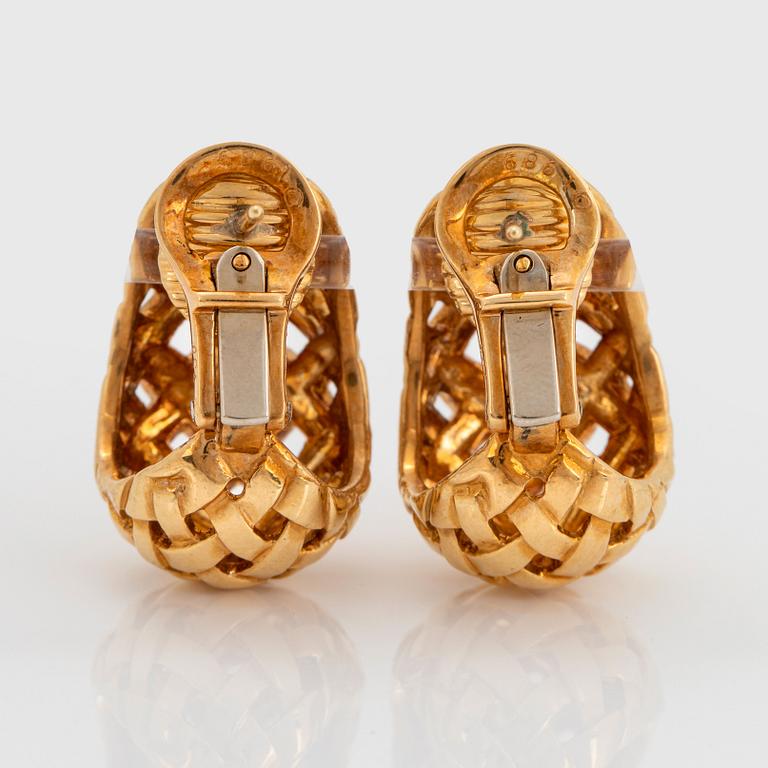 A pair of 18K gold Tiffany earrings "Vannerie".