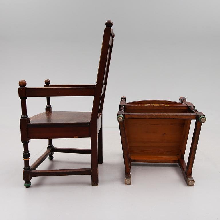 KARMSTOLAR, 1 par, barockstil, 1900-talets första hälft.