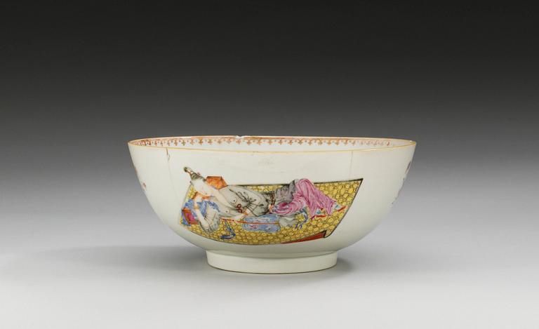 A famille rose 'erotic' bowl, Qing dynasty, Qianlong (1736-95).