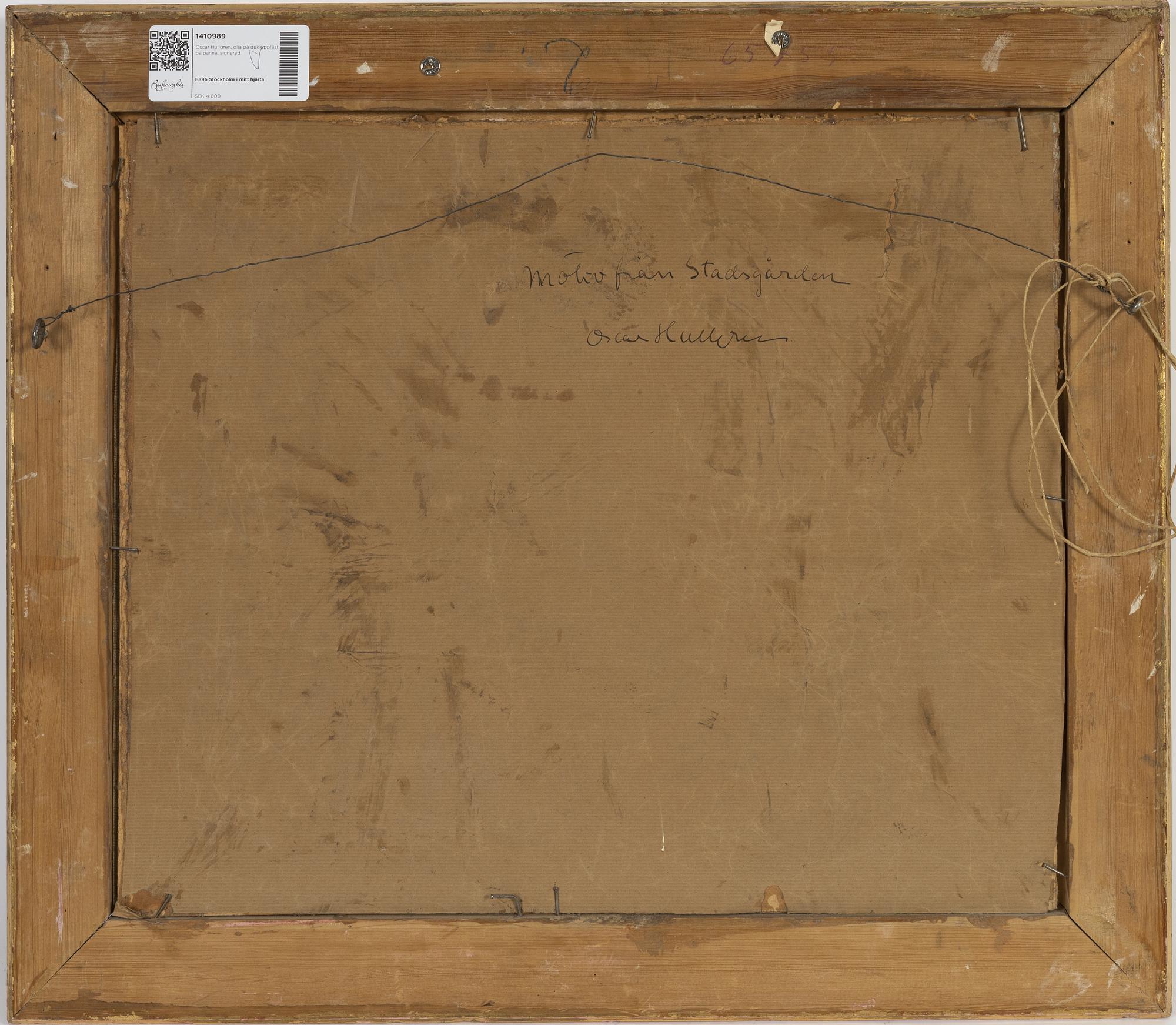 Oscar Hullgren, oil on canvas laid on panel, signed.