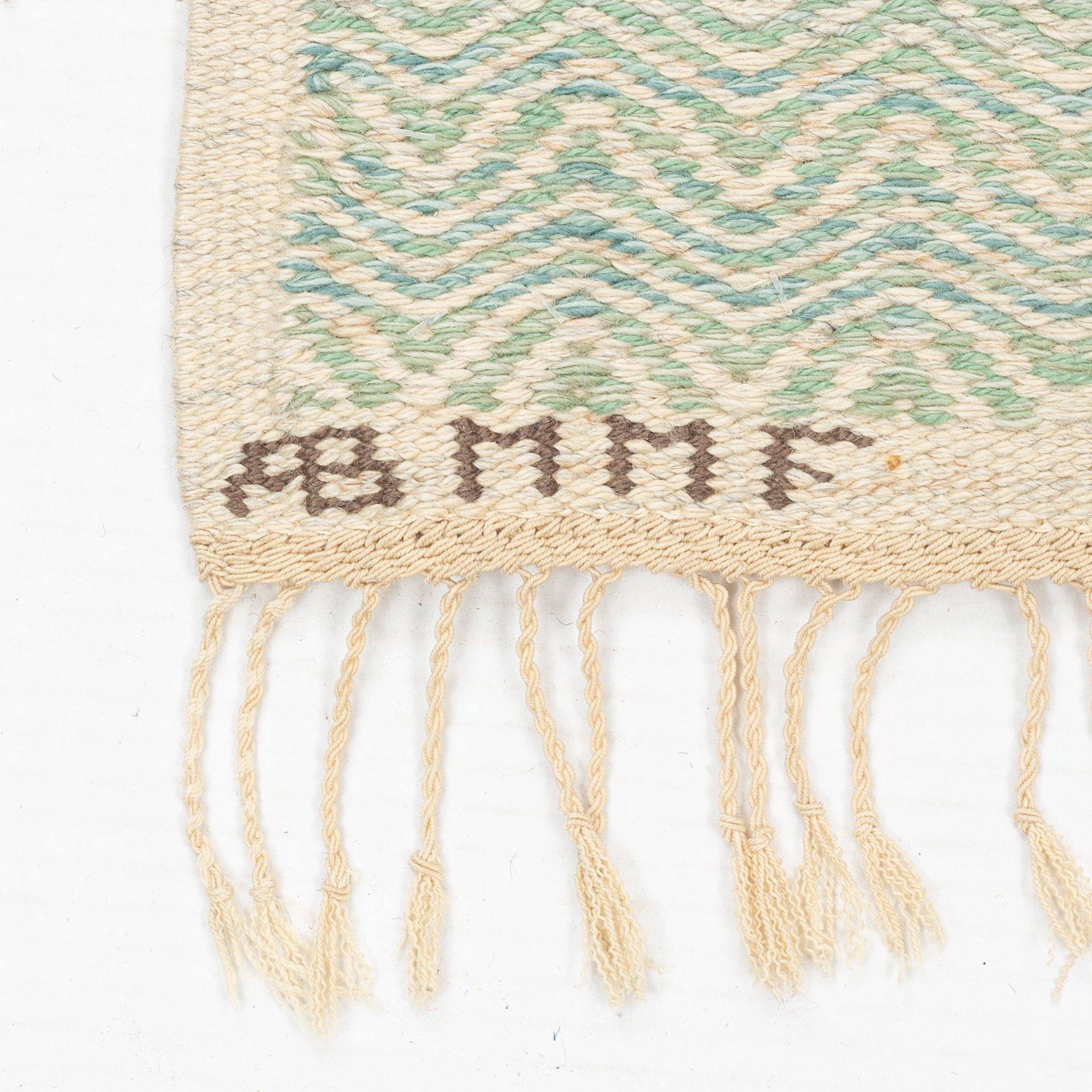 Barbro Nilsson, A carpet, "Grön Rosengång", flat weave, ca 110 x 76,5 cm, signed AB MMF BN.