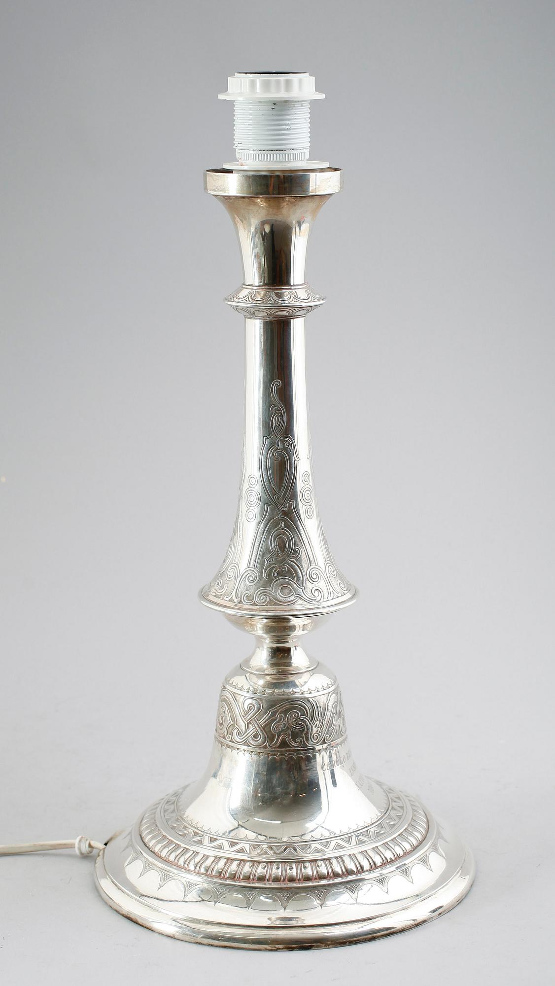 BORDSLAMPA, silver, V Christensen, 1918, Danmark.