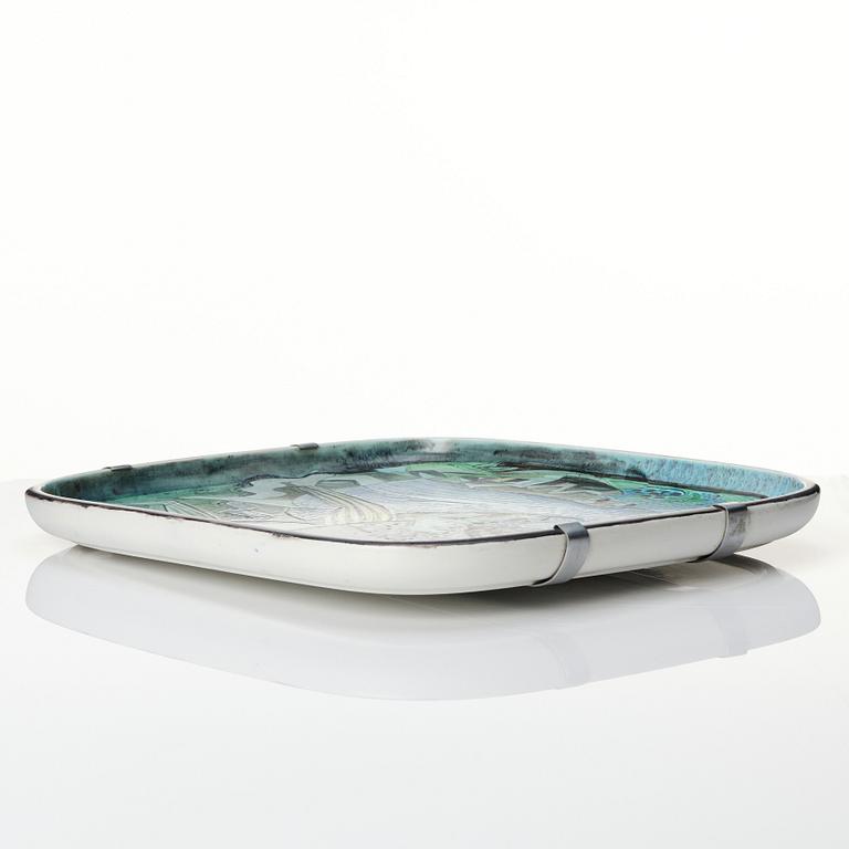 Carl-Harry Stålhane, a stoneware dish, Rörstrand 1957.