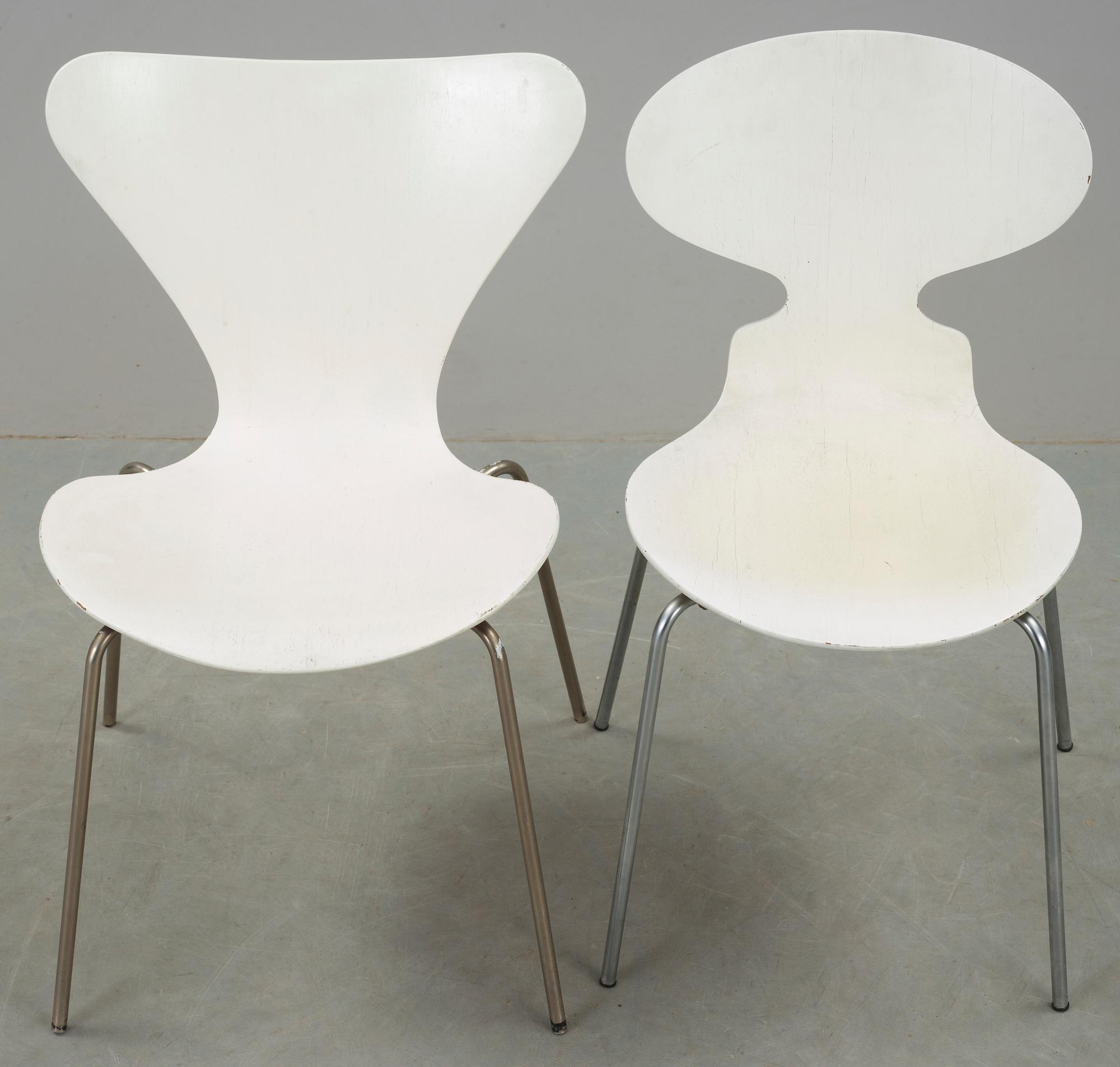 STOLAR, 2 st, "Myran" och "Sjuan", Arne Jacobsen, Fritz Hansen.