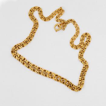 HALSKEDJA, 18 K guld, otydlig mästarstämpel, Stockholm. Vikt ca 30g.