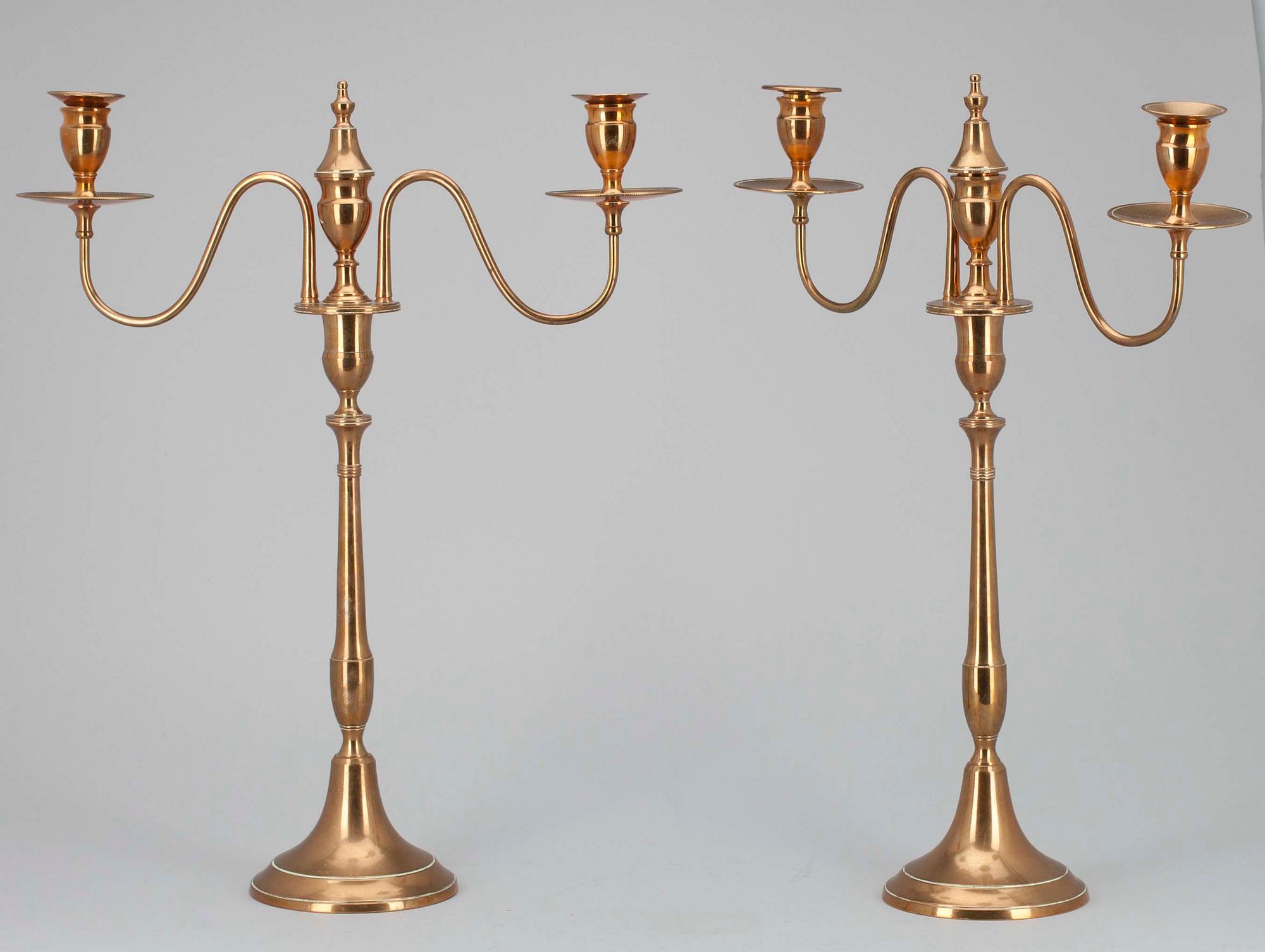 KANDELABRAR, ett par, mässing 1800-tal.