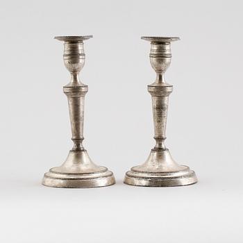 LJUSSTAKAR, 1 par, argent haché, 1800-talets första hälft.