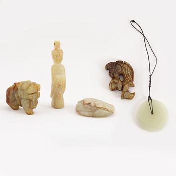 A set of five Chinese stone objects, 20th century.