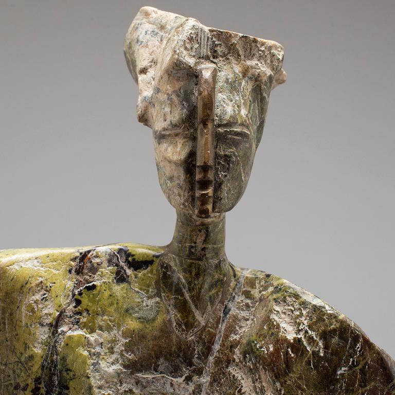 MICHAEL PIPER, a marble sculpture, signed with initials.